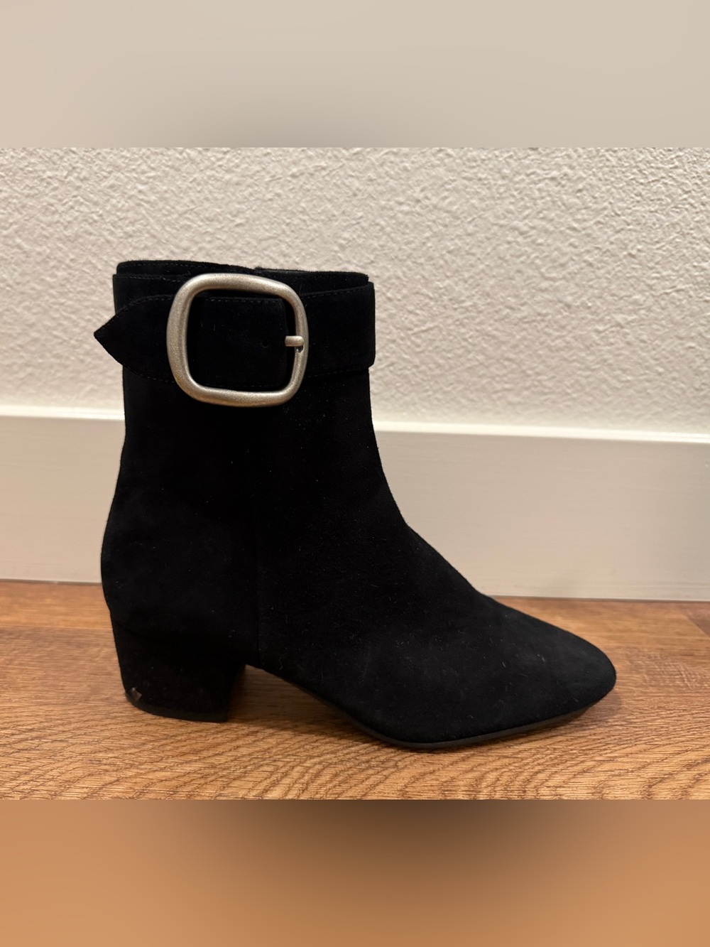 Coach Black Suede Ankle Boots with Side Buckle - Picture 2 of 9